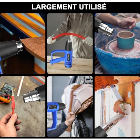 2000W Pistolet à Air Chaud,Pistolet à Air Chaud Avec 350℃- 600℃ Deux Températures Réglables Avec 3 Buses Pour Rétrécir Le Pvc Peindre La Peinture Pistolet à Chaleur Électrique Professionnel