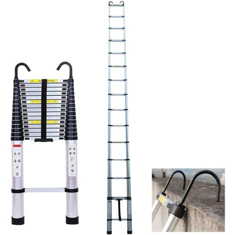 Échelle télescopique en aluminium multifonction portable de 20,34 ft, rallonge pliable rétractable de 6,2 m, escalade échelle stable avec 2 crochets amovibles et pieds en caoutchouc antidérapants (1/5)