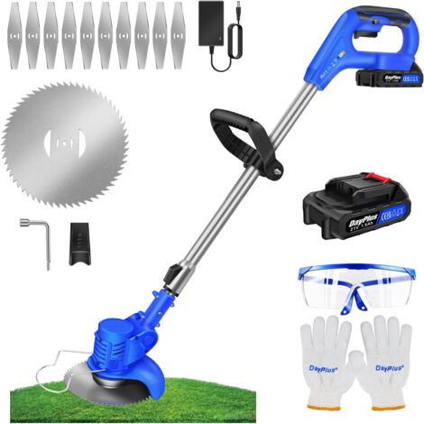 Tondeuse à gazon sans fil 21V tondeuse à Gazon Électrique, Tondeuse à gazon de jardin à piles Tondeuse électrique tondeuse de bordure de jardin avec lames pour jardin, cour (2 batteries rechargeables