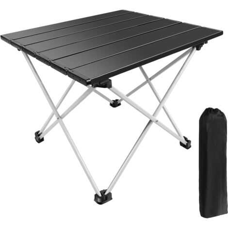 Table de Camping Portable, Table de Pique-nique à Roulettes, Table d'extérieur Légère Pliante en Aluminium avec Sac de Transport pour chacun, Pêche, BARBECUE, Randonnée, Pêche, 40x35x32cm, Noir (1/5)