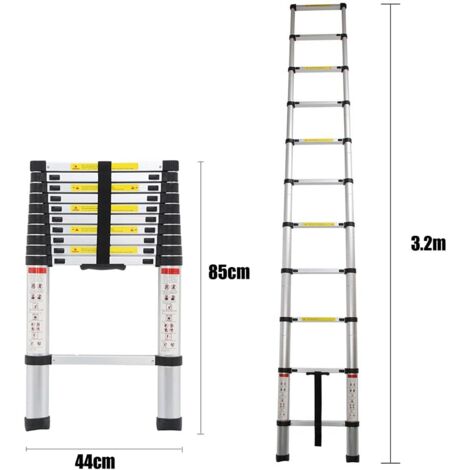 Escabeau télescopique pliable en aluminium à 4 marches