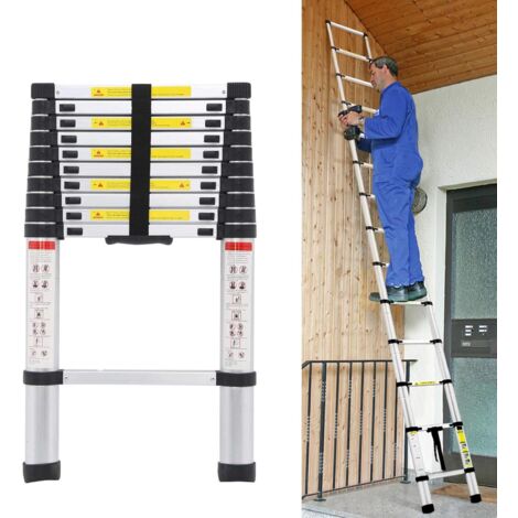 Échelle télescopique pliable de 3,2 m - En aluminium antidérapant - Stable - Pour la maison et les activités de plein air (1/5)