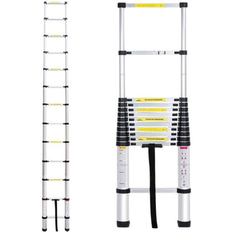 Escabeau télescopique en aluminium - Échelle multiusage - Antidérapante - Robuste - 150 kg - Charge maximale (1/5)
