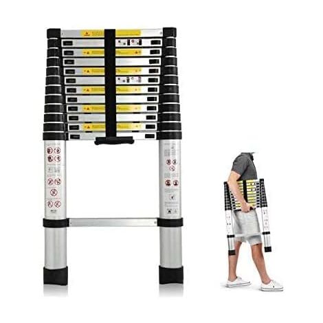 Échelle télescopique en aluminium de 3,8 m - Échelle coulissante extensible - Antidérapante - Échelle extensible - Échelle multifonction - Charge maximale : 150 kg (1/5)