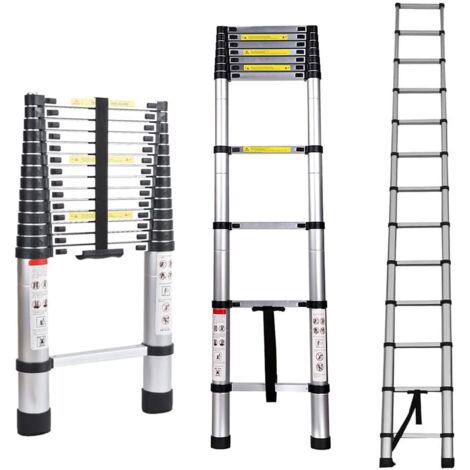 4,4m Échelle Télescopique en Aluminium Echelle Pliable Extension Portable Echelles Haute Qualité 150KG Charge Max (1/5)