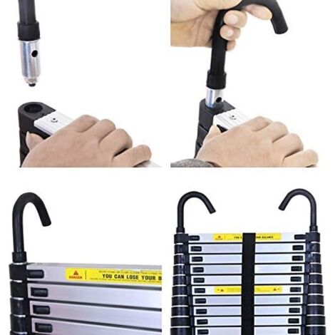 Échelle télescopique de 6,2 m avec stabilisateur d'échelle