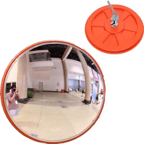 Miroir de circulation convexe 60 cm – Vision panoramique 130° – Lentille en polycarbonate – Support mural inclus