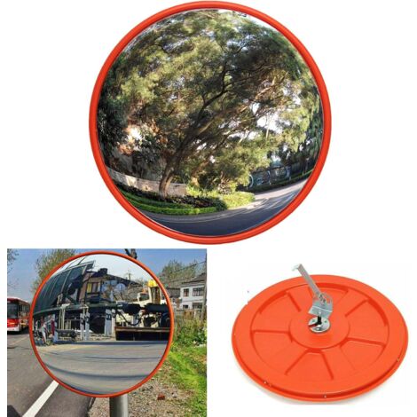 Miroir de sécurité convexe - Diamètre : 60 cm - Angle mort - Incassable - Pour la sécurité routière, les garages, les allées, les magasins - Avec support mural - Distance de vision de 2 m