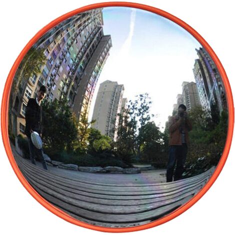 Miroir de sécurité de miroir de circulation convexe 45cm miroir d'angle mort de voie circulaire 130 degrés grand angle visuel HD miroir d'inspection avec support mural