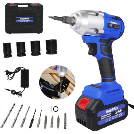Visseuse à percussion sans fil 18 V 1/2" Clé carrée avec batterie 6,0 Ah - Charge rapide, couple élevé 420 Nm, vitesse variable et marche arrière avec socle et lumière LED (1/5)