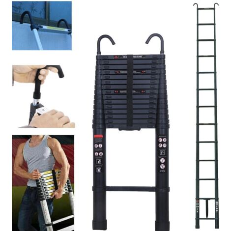 Échelle Télescopique en Aluminium da 6,2 m avec 2 Crochets, Échelle Extensible Échelle Multifonction, Antidérapante, Facile à Utiliser, Charge maximale : 150 kg (1/5)