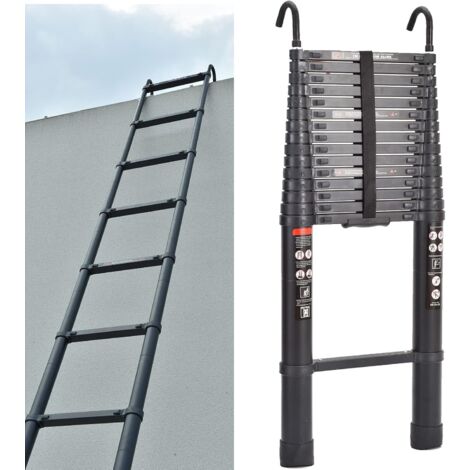 Échelle télescopique de 6,2 m en aluminium avec crochet amovible pour grenier multi-usages, échelle extensible de 150 kg, norme EN131 (1/5)