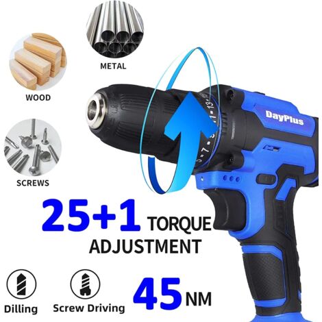 Perceuse Visseuse Sans Fil 21V - 45N.m, Batterie 1500mAh, 26 Accessoires, Idéale Bricolage Maison