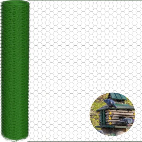 Grillage rigide à poules 1m x 25m – Fil d'acier galvanisé avec revêtement PVC – Maille 25x25mm – Protection jardin contre rongeurs