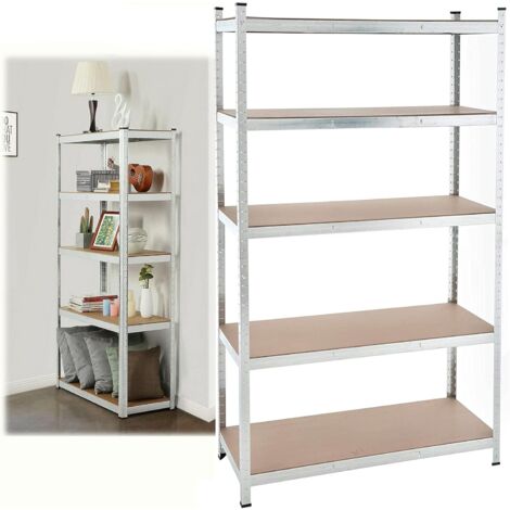 Étagère de rangement 200 x 100 x 50 cm, étagère pour charges lourdes avec 5 tablettes en métal, étagère à emboîter, en métal, montage facile, charge maximale : 875 kg, galvanisée (1/5)