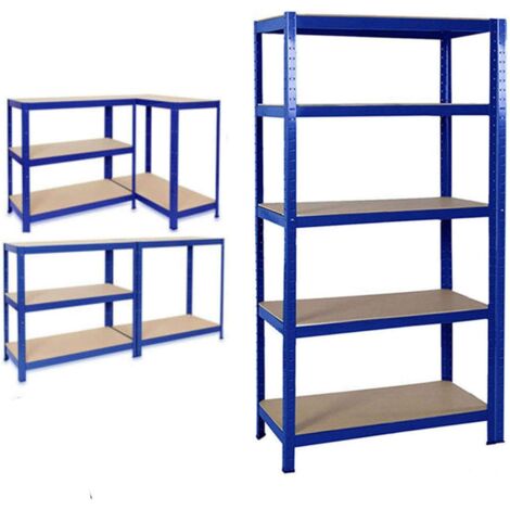 Étagère de rangement pour charges lourdes - 5 étagères - En métal - Pour cave et cave - Charge maximale : 875 kg - Étagère d'atelier, de garage (bleu, 200 x 100 x 50 cm)