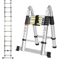 Échelle télescopique en aluminium 3,8m – Charge max 150 kg – 6 marches – Pliable et légère – Certifiée EN131 pour sécurité