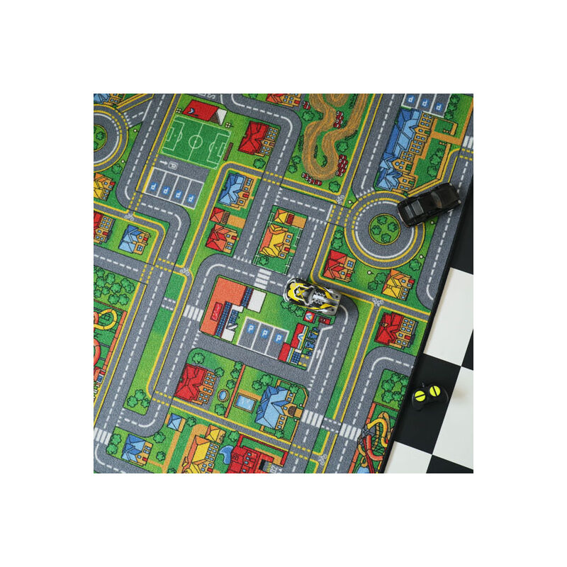 Tapis de jeu enfant - Circuit de voiture - Campagne - Échantillon