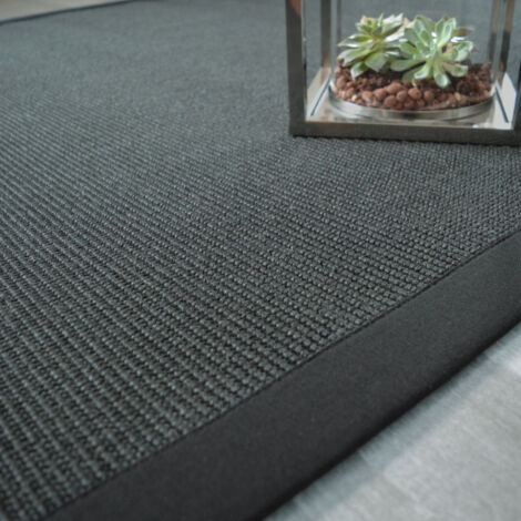 Tapis sisal Yucatan noir - Ganse coton noire - 140 x 200 cm (1/3)