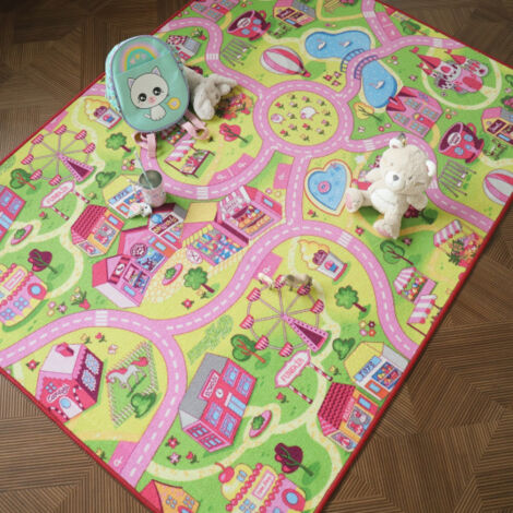 Tapis de jeu enfant - Circuit de voiture - Shopping - 160 x 230 cm