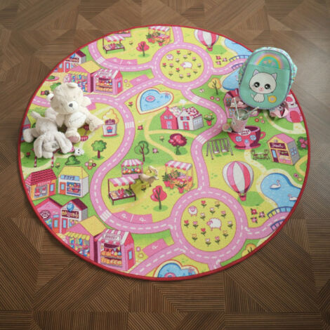 Tapis rond de jeu enfant - Circuit de voiture - Shopping - Ø 150 cm (1/5)