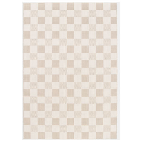 Tapis motif damier en matière recyclée - Andy - Beige - 120 x 170 cm (1/5)