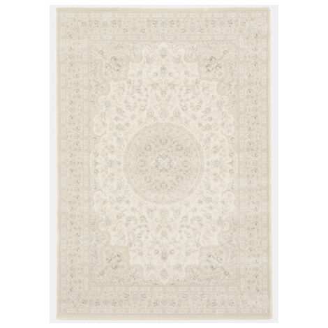 Décoweb – Tapis persan à motif floral oriental – Écru 160 x 230 cm – Texture douce et dense – Résistant aux tâches – Compatible chauffage au sol (1/4)