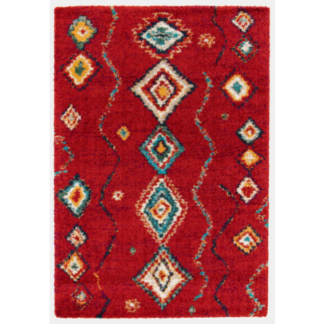 Tapis motif berbère - Azilal - Rouge - 200 x 290 cm