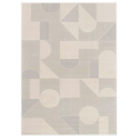 Tapis intérieur géométrique - Bauhaus - Gris et beige naturel - 120 x 170 cm (1/5)