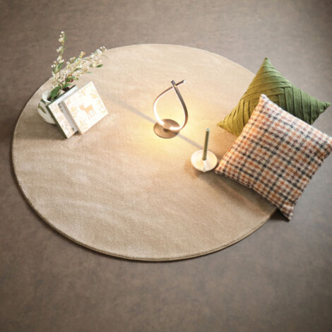 Tapis rond doux - Hypnose beige nude - Galon beige foncé - Ø 250 cm
