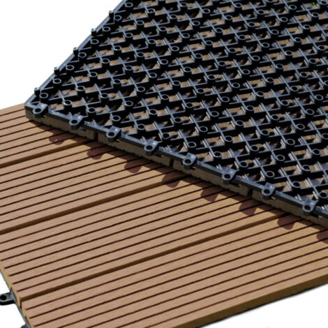 Décoweb – Dalle terrasse bois composite clipsable – Brun exotique – Lot de 6 dalles 30x60cm – Imputrescibles et antidérapantes – Garantie 5 ans