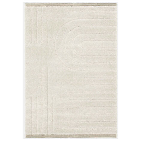 Tapis en relief géométrique - Andréa - Écru et beige - 200 x 290 cm