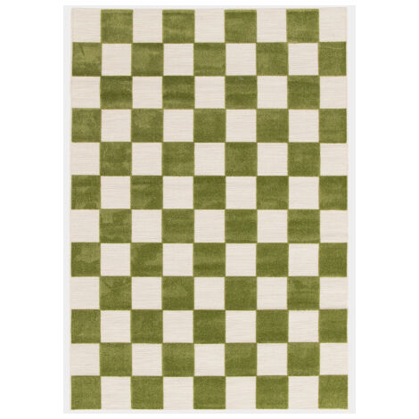 Décoweb – Tapis extérieur motif damier – 100% polypropylène – Dimensions 120 x 170 cm – Épaisseur 5 mm – Résistant et facile d'entretien