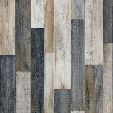Sol Vinyle - Imitation parquet irisé foncé - Rouleau de 3m x 2m (1/5)