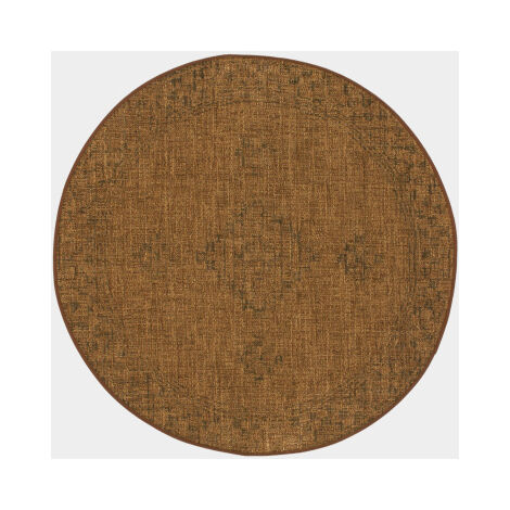 Tapis rond d'extérieur ou d'intérieur aspect naturel - Kira - Camel - Ø 120 cm