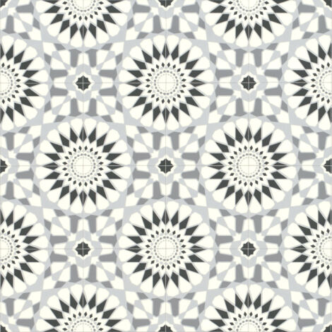 Sol Vinyle Carreaux de ciment mosaïque noir - Rouleau de 2m x 5m (1/5)