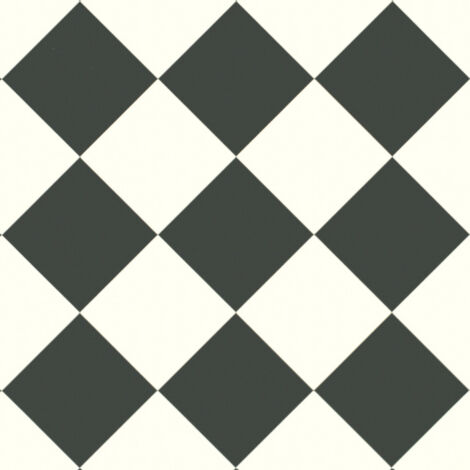 Sol Vinyle effet damier diagonal Noir et blanc - Rouleau de 3m x 2m (1/5)