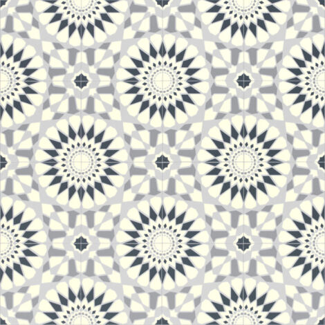 Sol Vinyle Carreaux de ciment mosaïque bleu - Rouleau de 2m x 9m