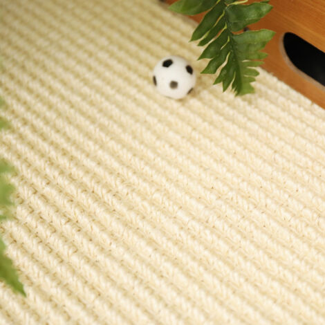 Sisal grosses boucles - Cuba - Blanchi - Rouleau de 4m x 1m
