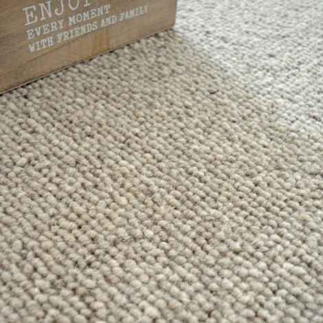 Moquette pure laine vierge bouclée - Latoon - Gris - Rouleau de 4m x 13m