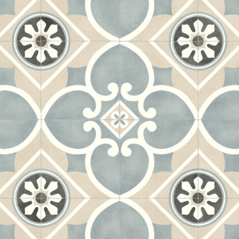 Sol Vinyle Carreaux de ciment Florence Beige - Rouleau de 3m x 14m