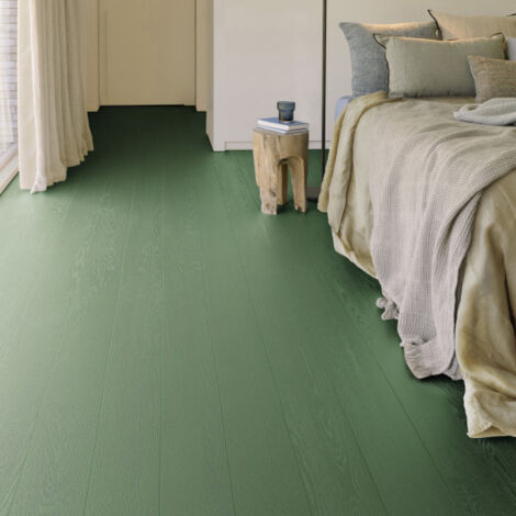 Sol vinyle - Aspect parquet bois vintage vert - Rouleau de 3m x 7m