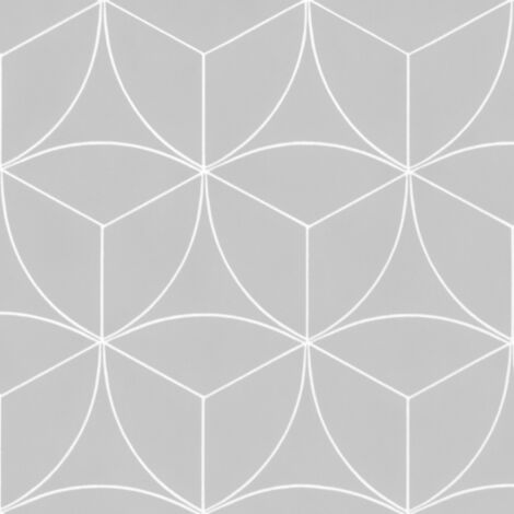 Sol vinyle Textile - Rosace géométrique grise - Rouleau de 2m x 25m (1/5)