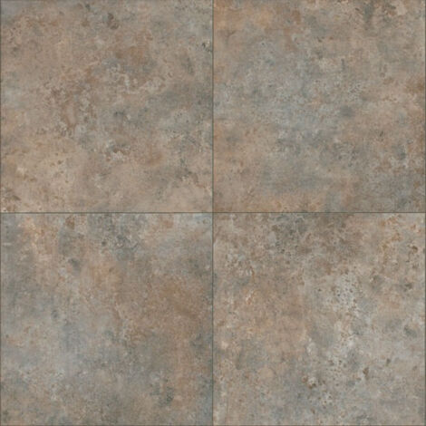 Sol Vinyle effet Carrelage métal - Rouille - Rouleau de 2m x 3m