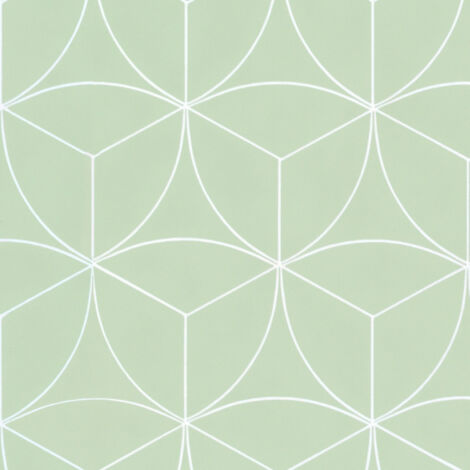 Sol vinyle Textile - Rosace géométrique vert d'eau - Rouleau de 4m x 18m (1/5)