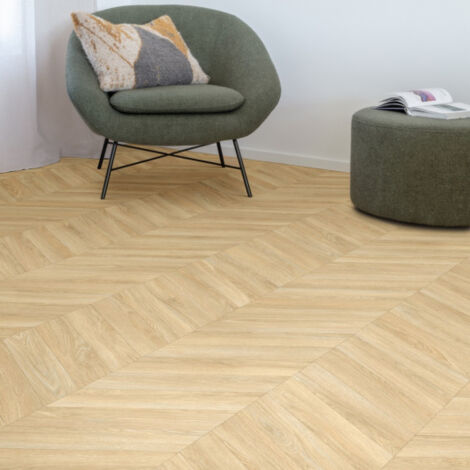 Sol Vinyle effet Parquet chevron Chêne naturel - Rouleau de 3m x 20m