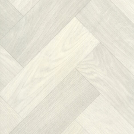 Sol PVC Textile Imitation Parquet blanchi à chevrons - Rouleau de 3m x 12m (1/5)