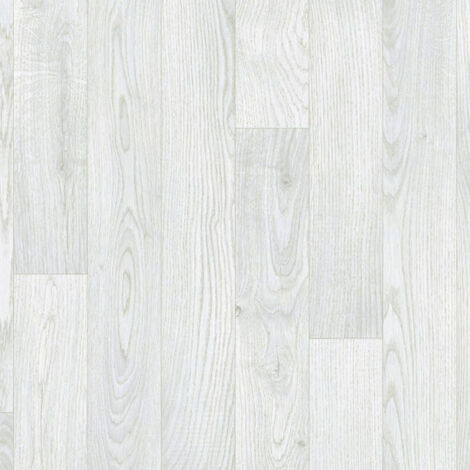 Sol vinyle Imitation parquet blanc veinage gris - Rouleau de 2m x 21m