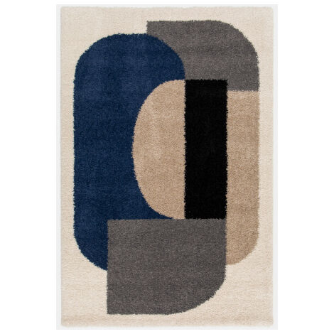 Tapis style berbère - Terre ancestrale - Bleu touareg, gris - 160 x 230 cm (1/5)