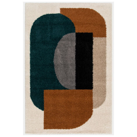Tapis style berbère - Terre ancestrale - Bleu canard, camel - 200 x 290 cm (1/5)